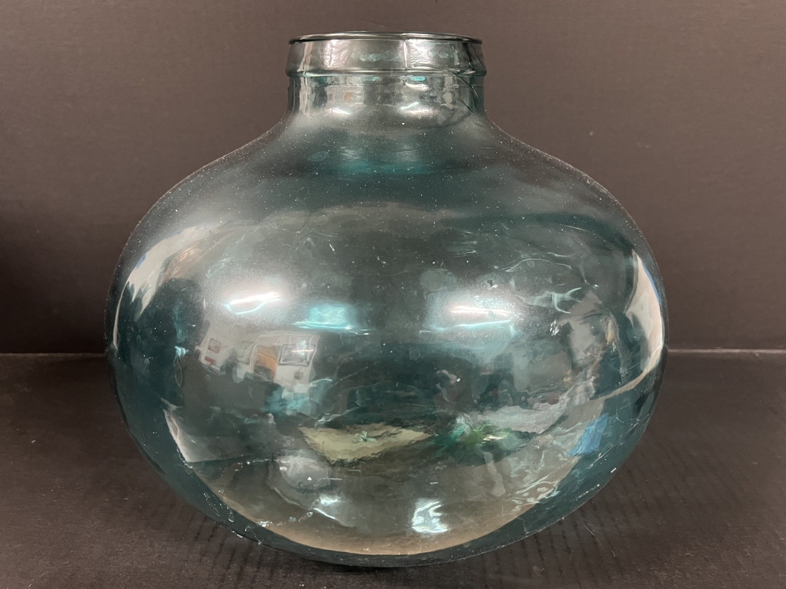 Large Vidrios San Miguel Aqua Blue Bulbous  Recycled Art Glass Vase