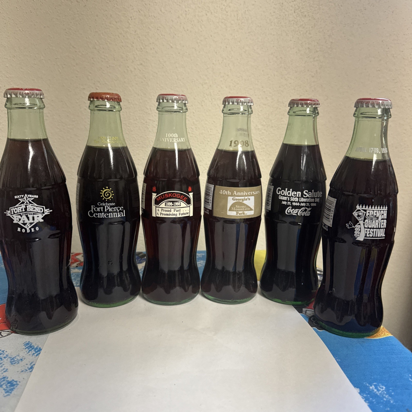 Coca Cola Bottle Lot Of Six Stone Mountain, Guam Liberation, French Quarter