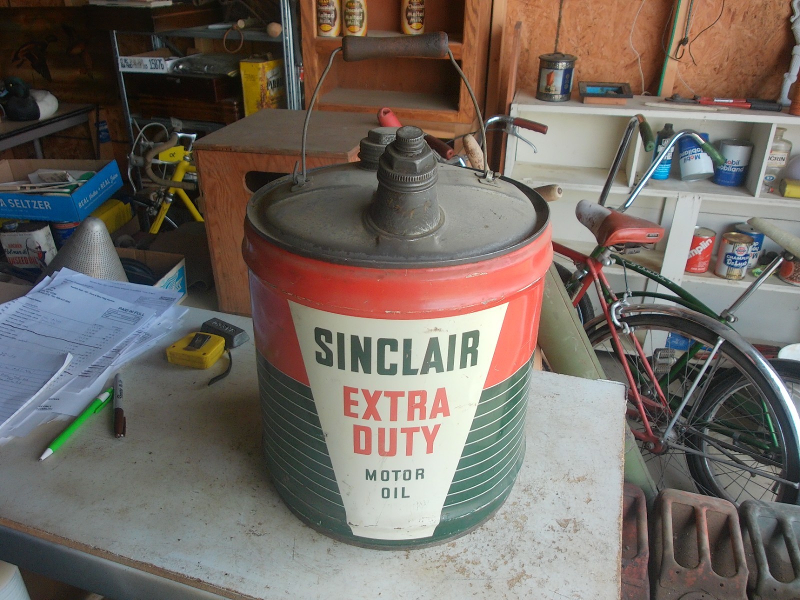 Vintage 1954 5 Gallon Oil Can Sinclair Extra Duty VERY RARE Lot 26-50-40