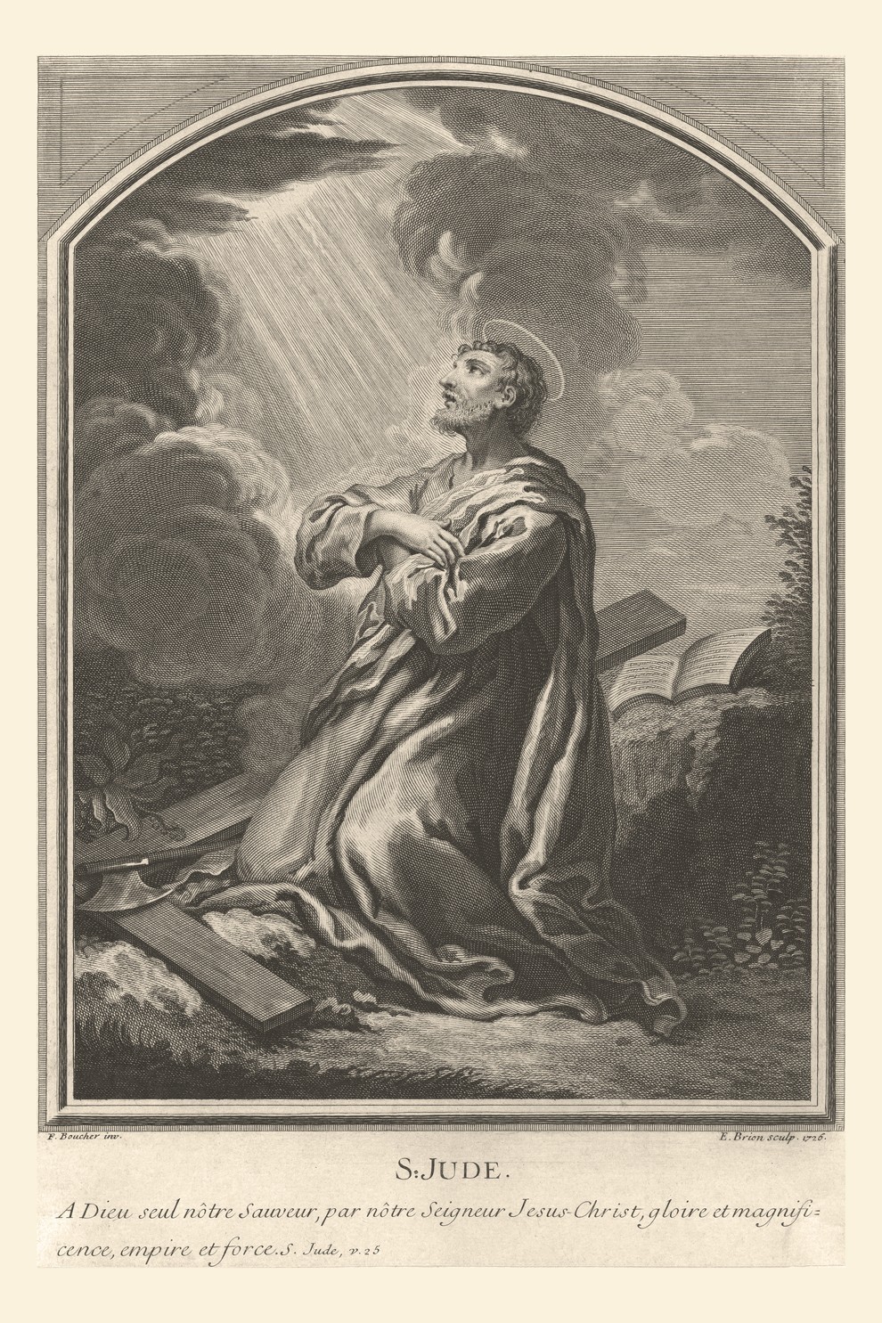 Saint Jude, print of vintage 1700s Catholic engraving Saint Jude, print of vintage 1700s Catholic engraving