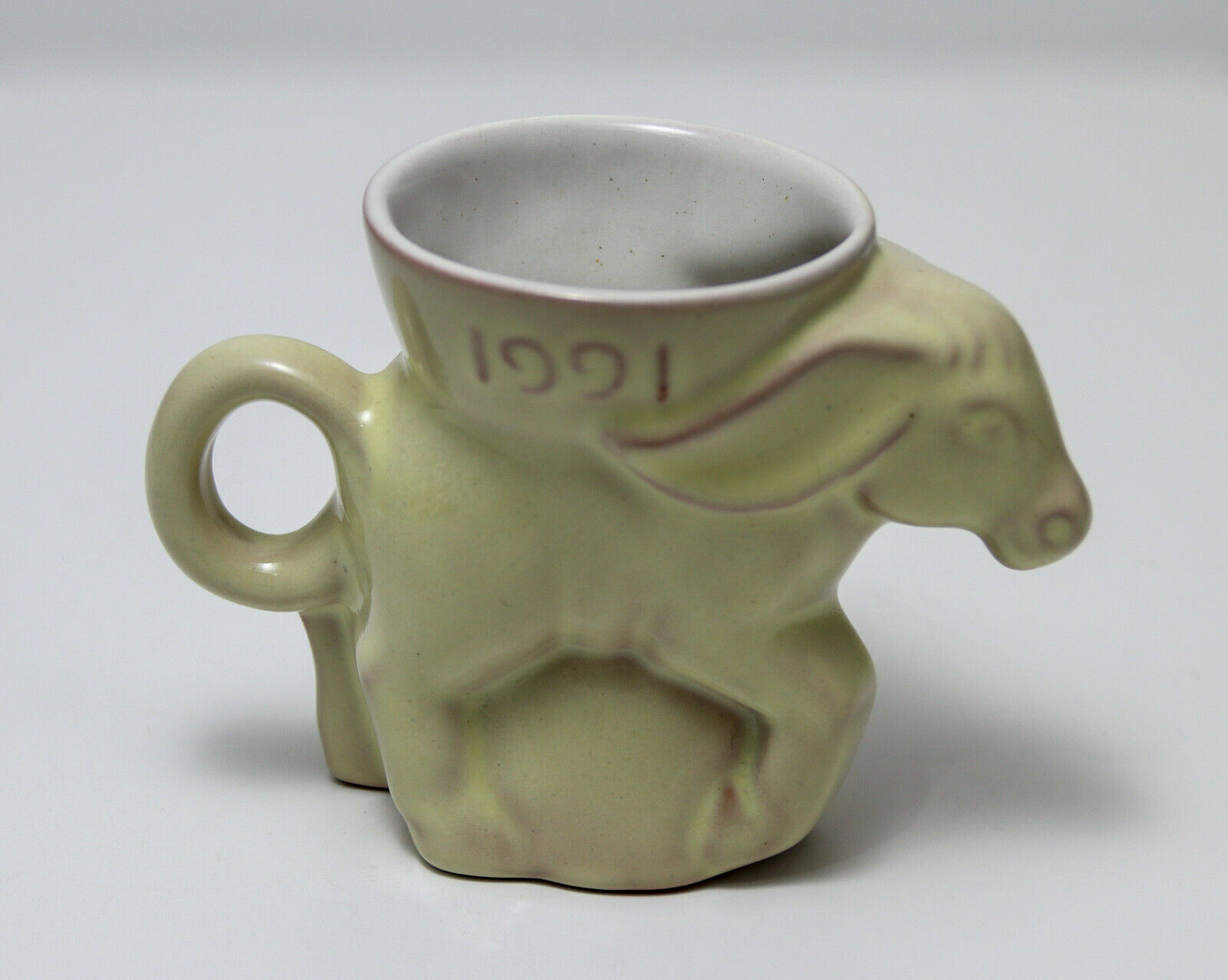 1991 Frankoma Democratic (DEM) Donkey Political Mug. Mottled Ivory