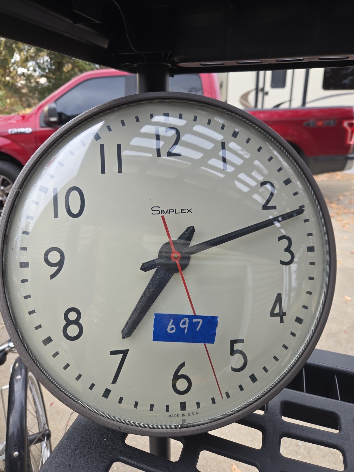 Vintage 13” Simplex School Wall Elec. Clock_Acrylic Cover Metal frame_Runs_#5645