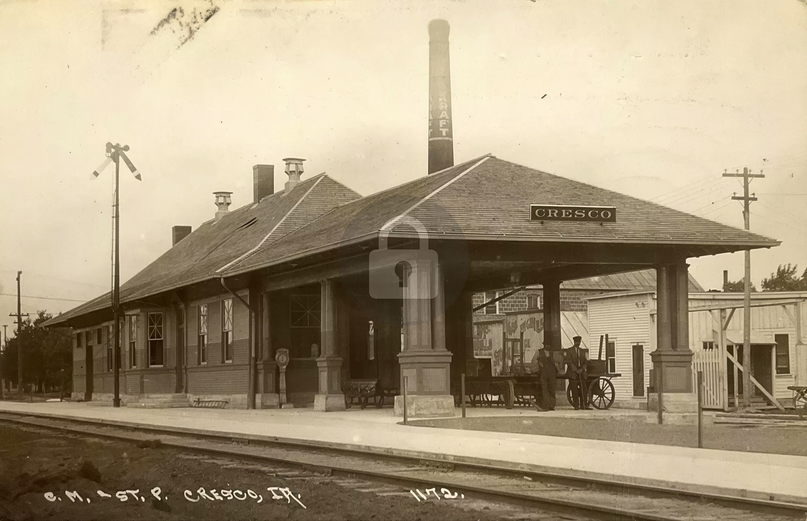 Cresco IA Iowa Railroad Depot Train Station RPPC Photo Postcard COPY