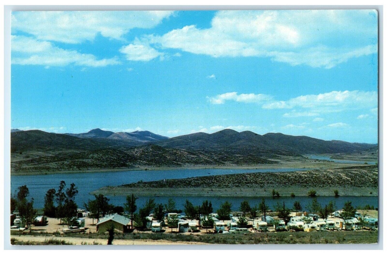 c1960\'s Bird\'s Eye View Of Railroad Canyon Lake Hemet California CA Postcard