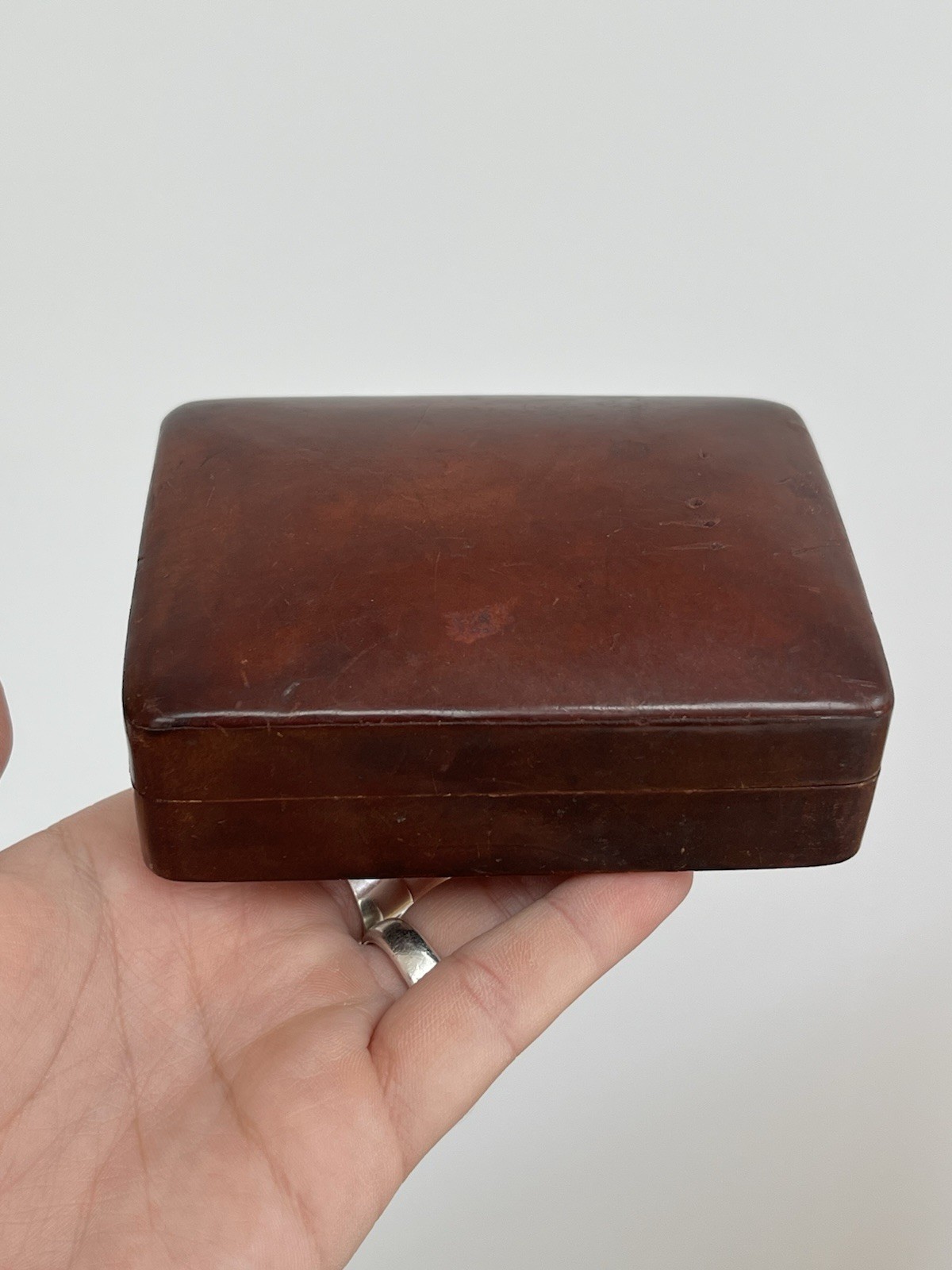 Vintage Italy Leather Jewellery Trinket Box Vintage Italy Leather Jewellery Trinket Box