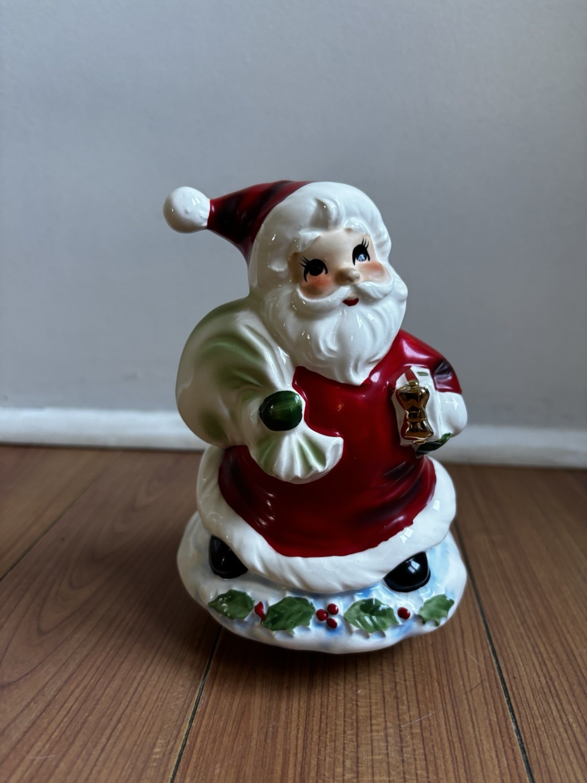 Vintage Josef Original Ceramic Santa Claus Music Box, 6” Tall