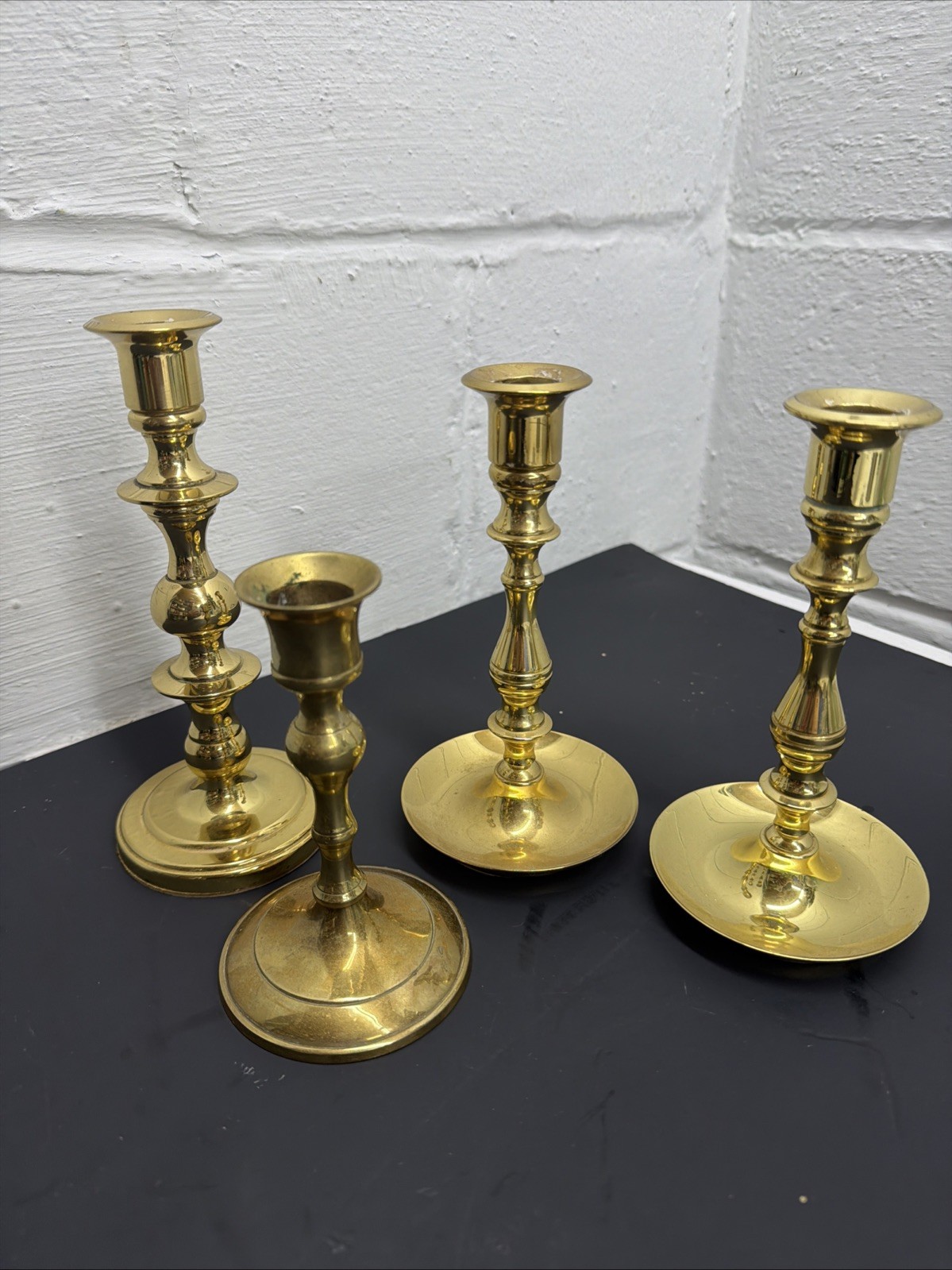 Lot 4 Vtg Brass Candlestick Holders Baldwin Hosley