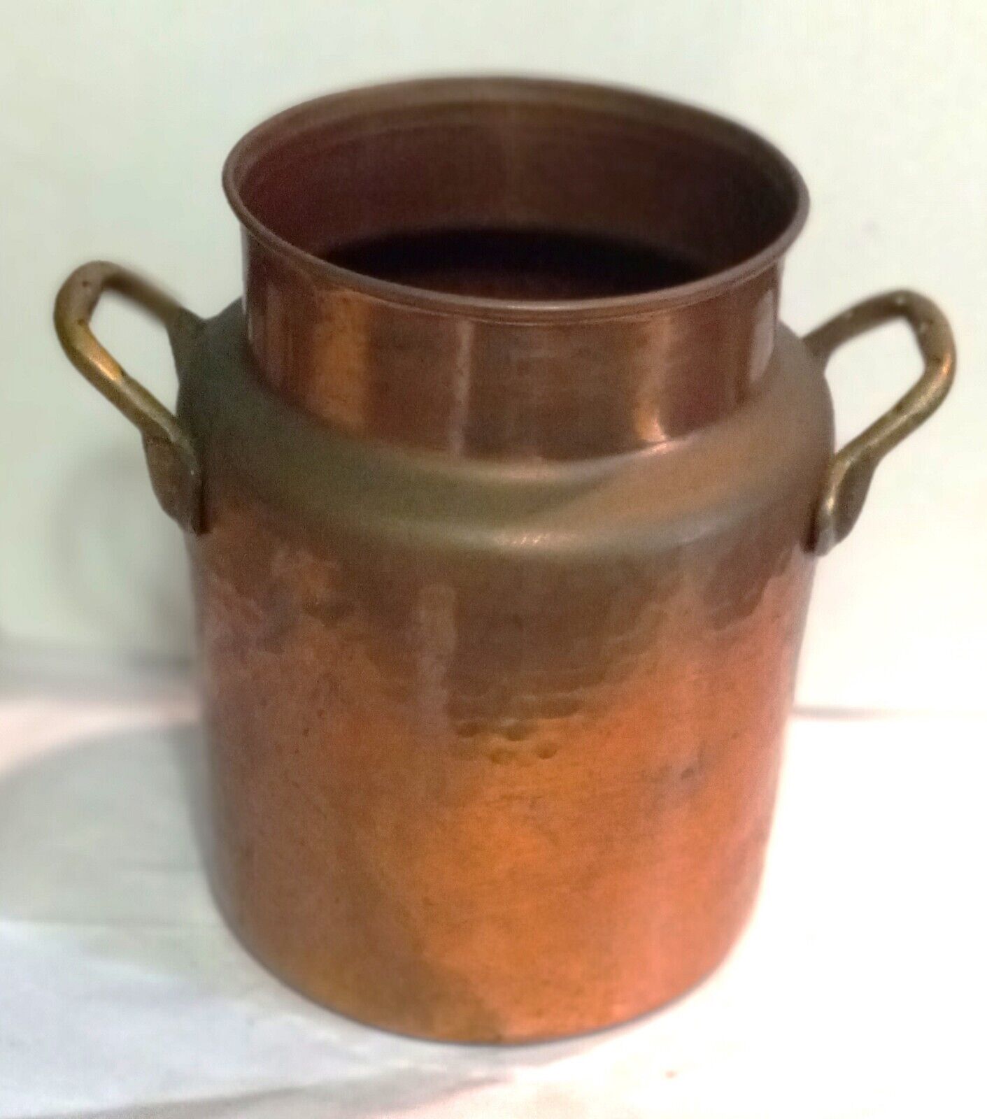 Antique Copper Container With Brass Handles