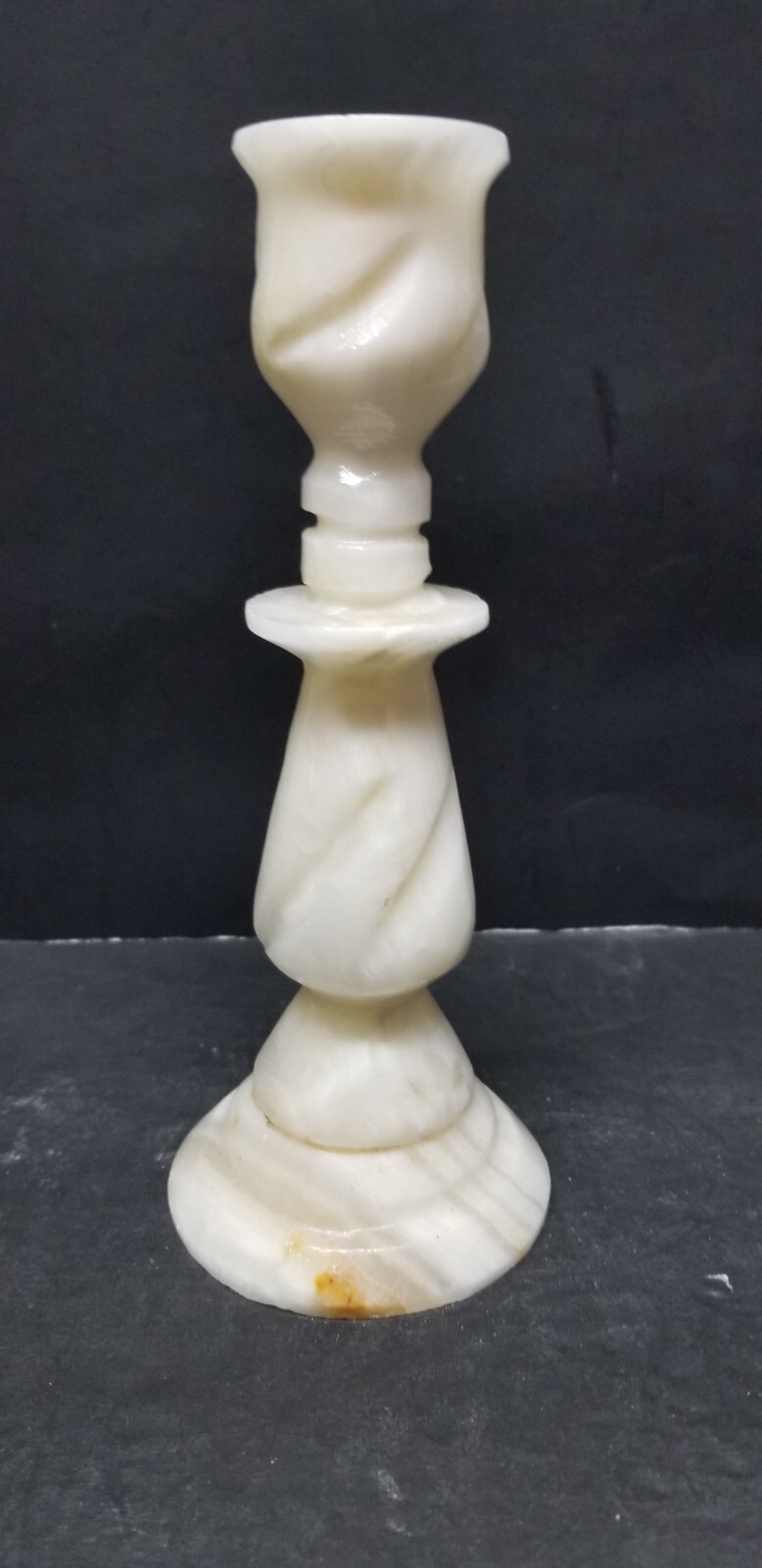 ALABASTER CARAMEL CREAM TAPERED CANDLESTICK HOLDER 7 7/8