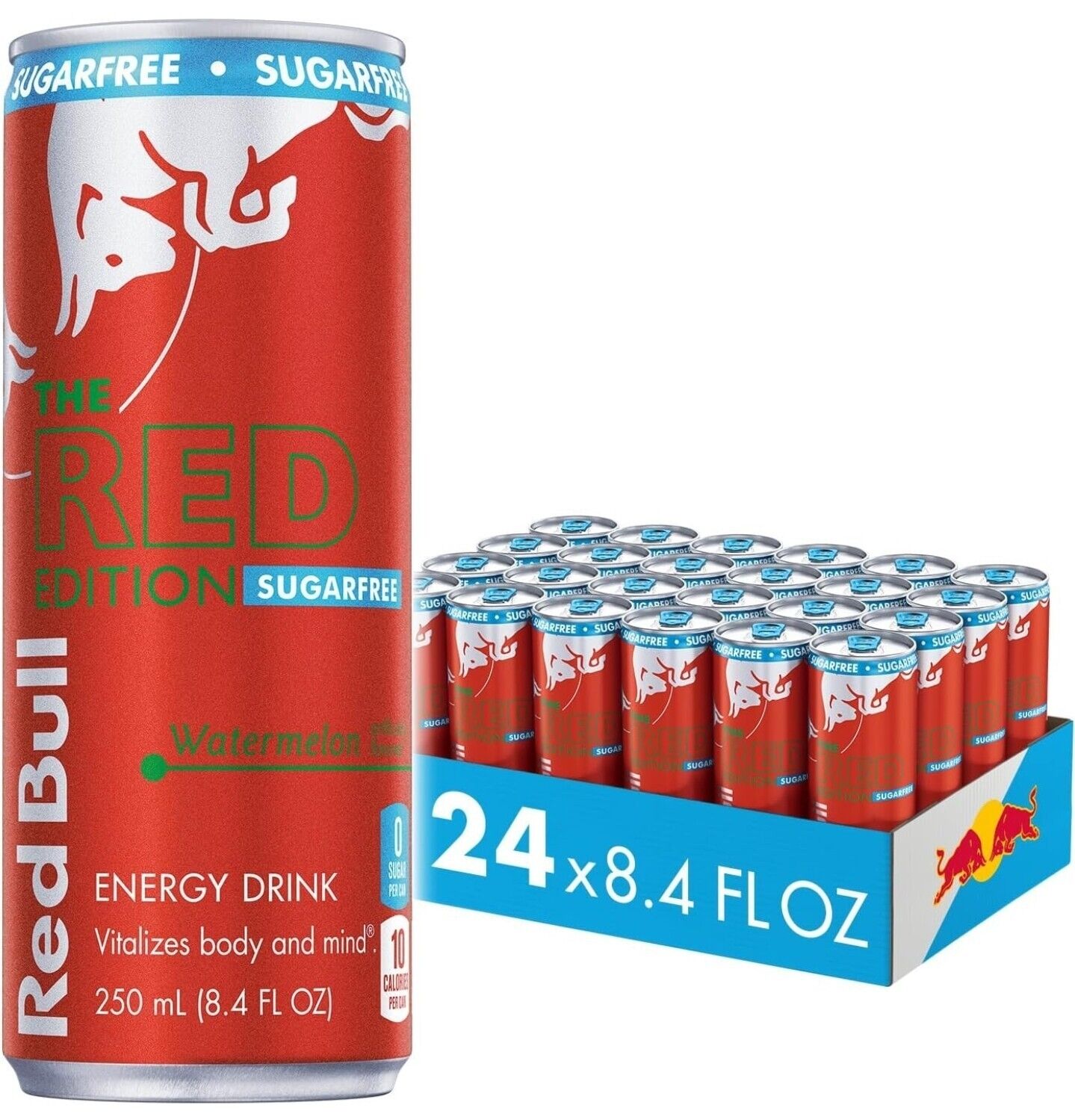 Red Bull Red Edition Sugar Free Energy Drink, Watermelon, 8.4 Fl Oz, Pack of 24