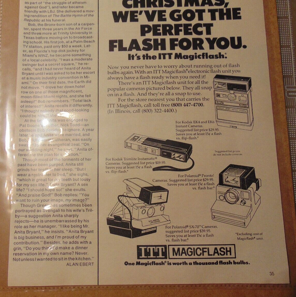 Polaroid KODAK Camera MAGIC FLASH Original 1970\'s Magazine Print Advertising
