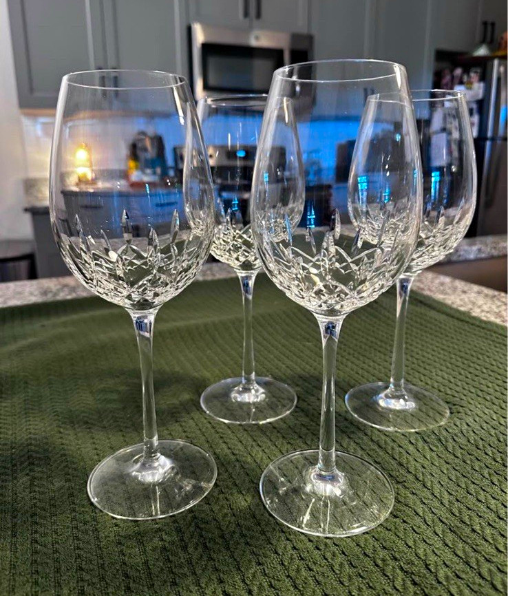 Waterford Lismore Essence Crystal Red Wine Glasses 19 oz Set of 4