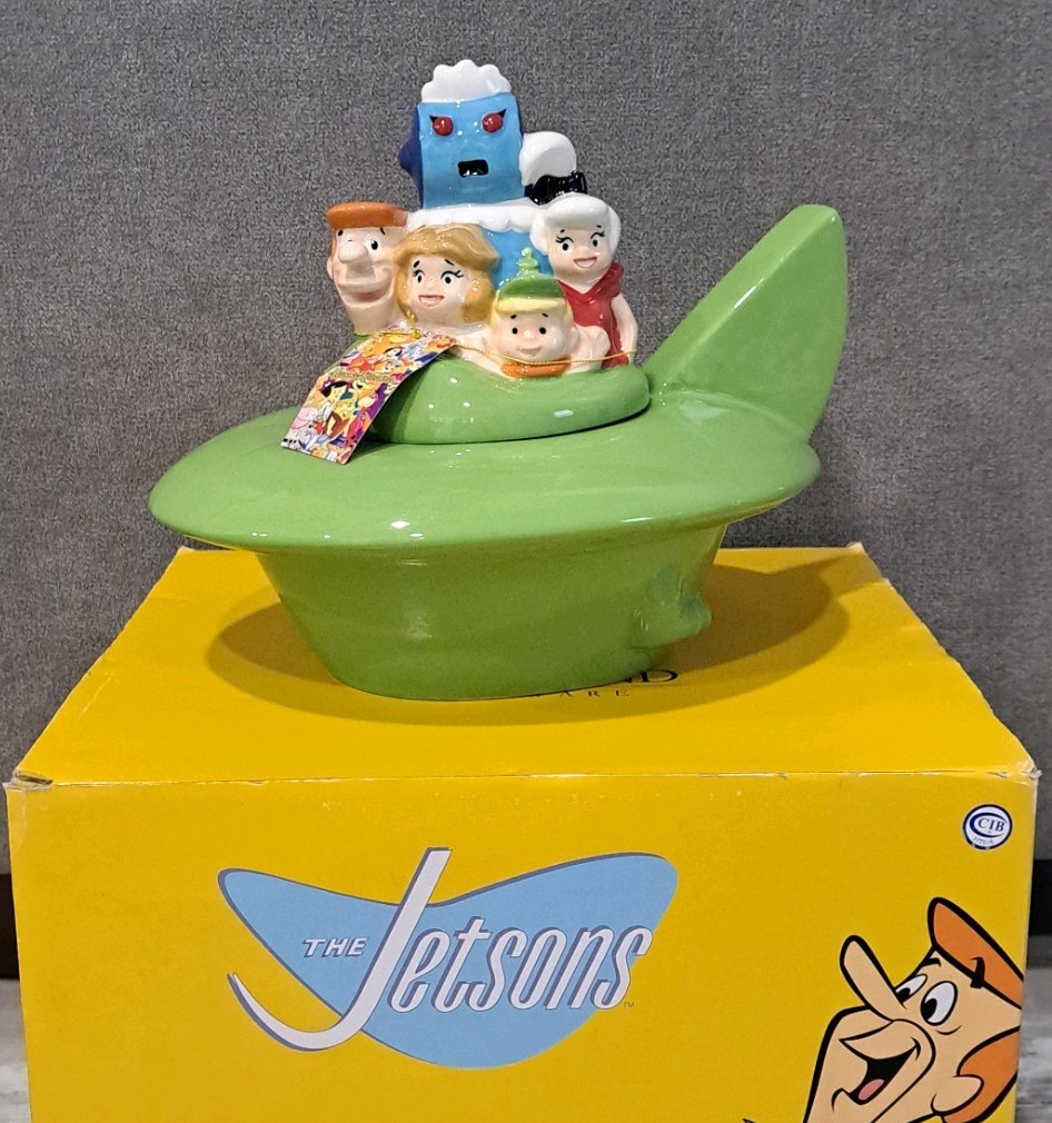 Hanna-Barbera Jetson Spaceship Cookie Jar Westland Giftware Tag Box Rosie RARE