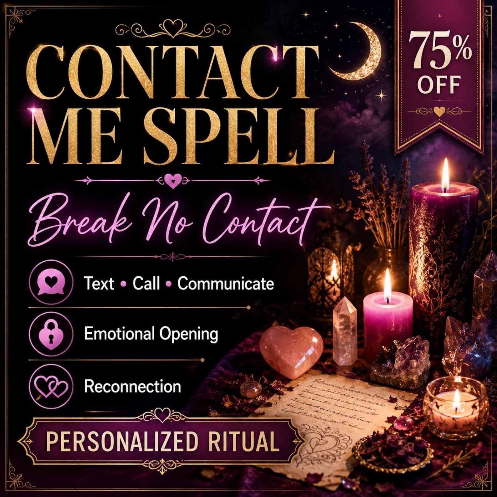 Contact Me Spell, Break No Contact Ritual, Make Them Text You, Same Day Casting
