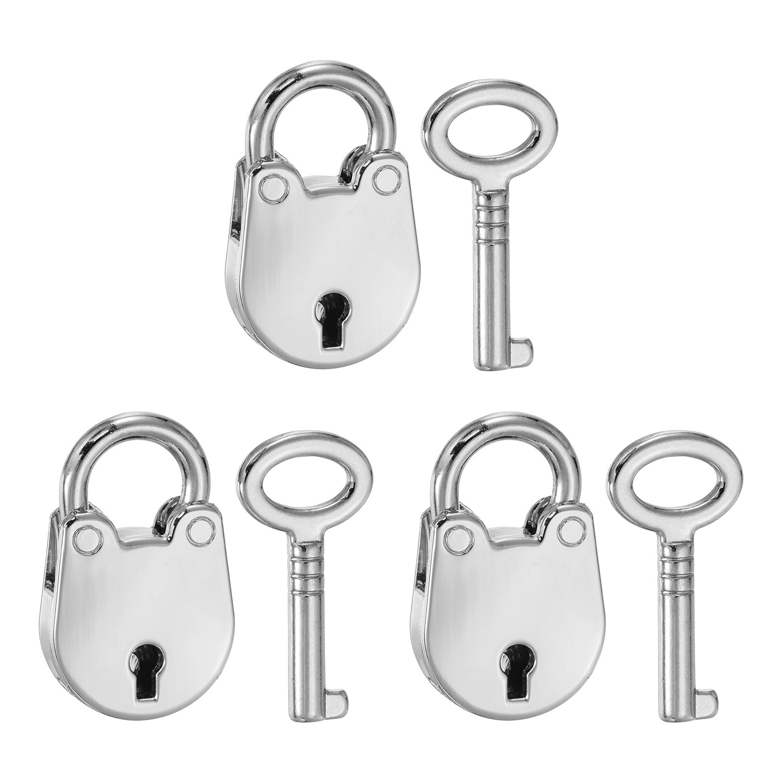 3pcs Mini Diary Padlock, Small Bear Lock with Keys Silver