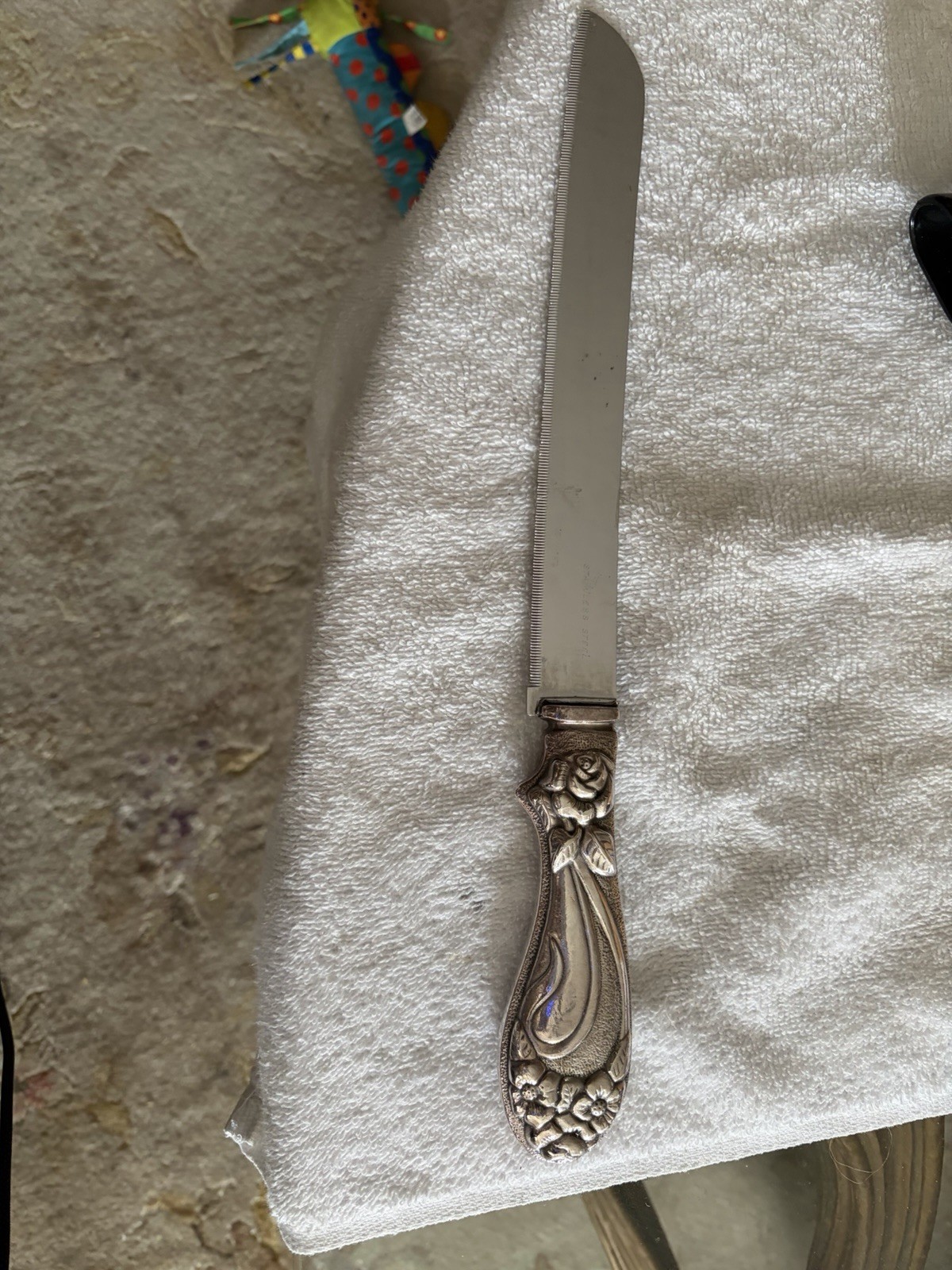 Hazorfim Challah Knife ~ Sterling Silver 925 Handle ~ 13 1/2