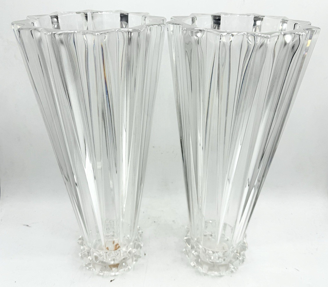 Set 2pc / Pair ROSENTHAL Classic Germany Crystal BLOSSOM Vases LARGE 11.5 Set 2pc / Pair ROSENTHAL Classic Germany Crystal BLOSSOM Vases LARGE 11.5