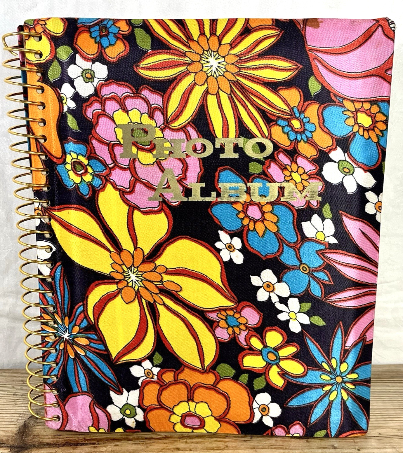 Vintage 1960’-70’s Photo Album Bright Flower Pattern Hippie/ Colorful/Groovy