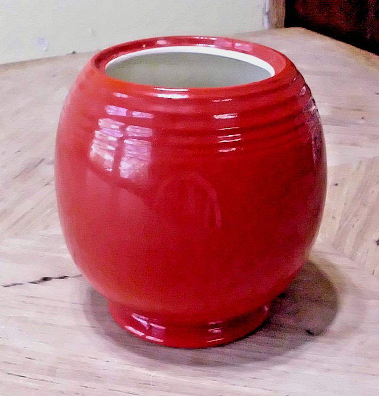 Hall China Red 5 Band Cookie Jar(No Lid)