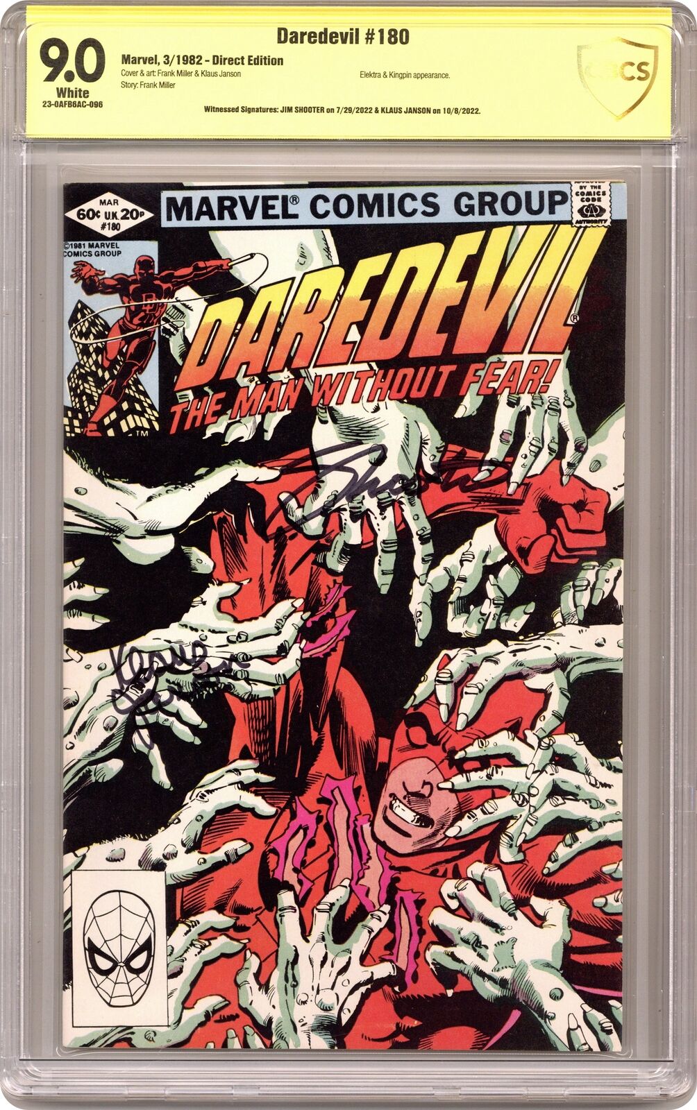 Daredevil #180D CBCS 9.0 SS Shooter/Janson 1982 23-0AFB6AC-096