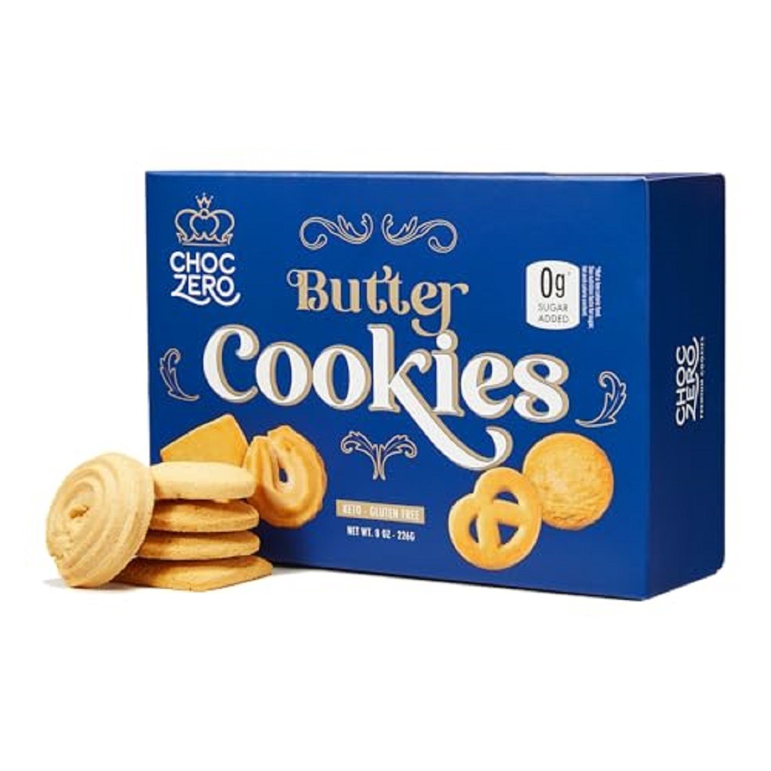 ChocZero Sugar Free Butter Cookies, Gluten Free, 8 oz Box