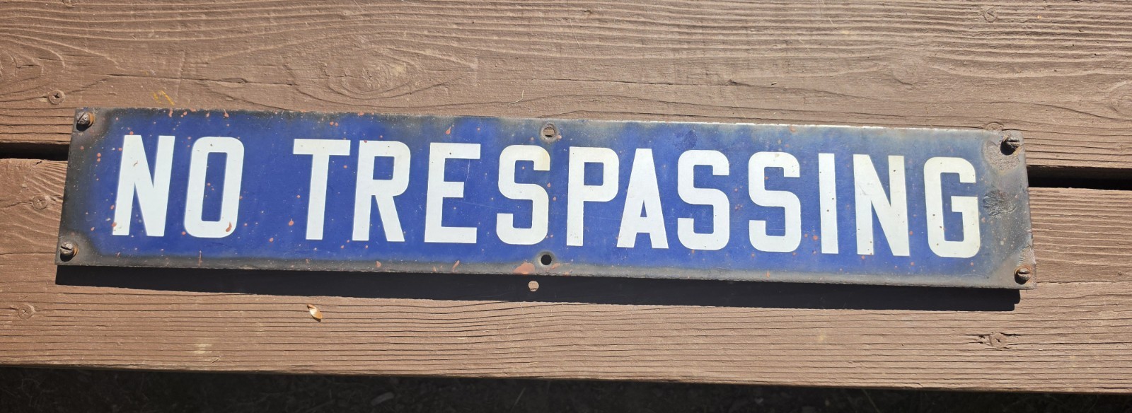 Vintage 30\'s-50\'s Porcelain on Steel No Trespassing Utility Sign 24\