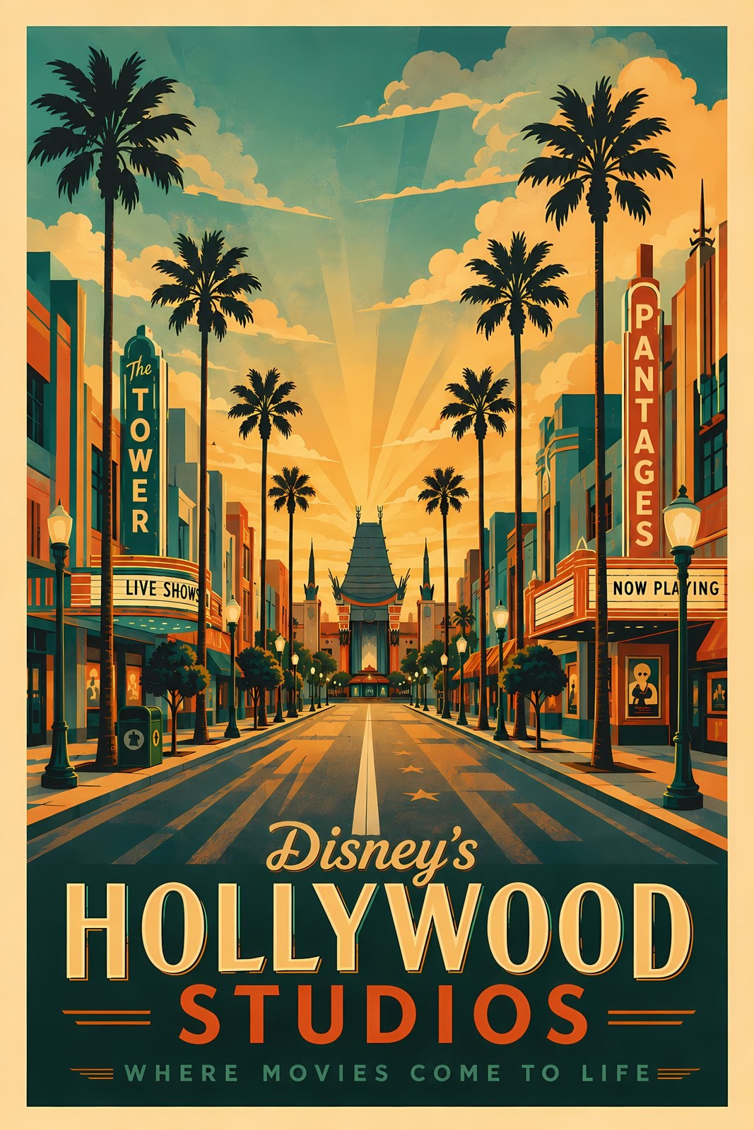 Hollywood Studios Hollywood Boulevard Attraction Ride Disney Poster Print Wall