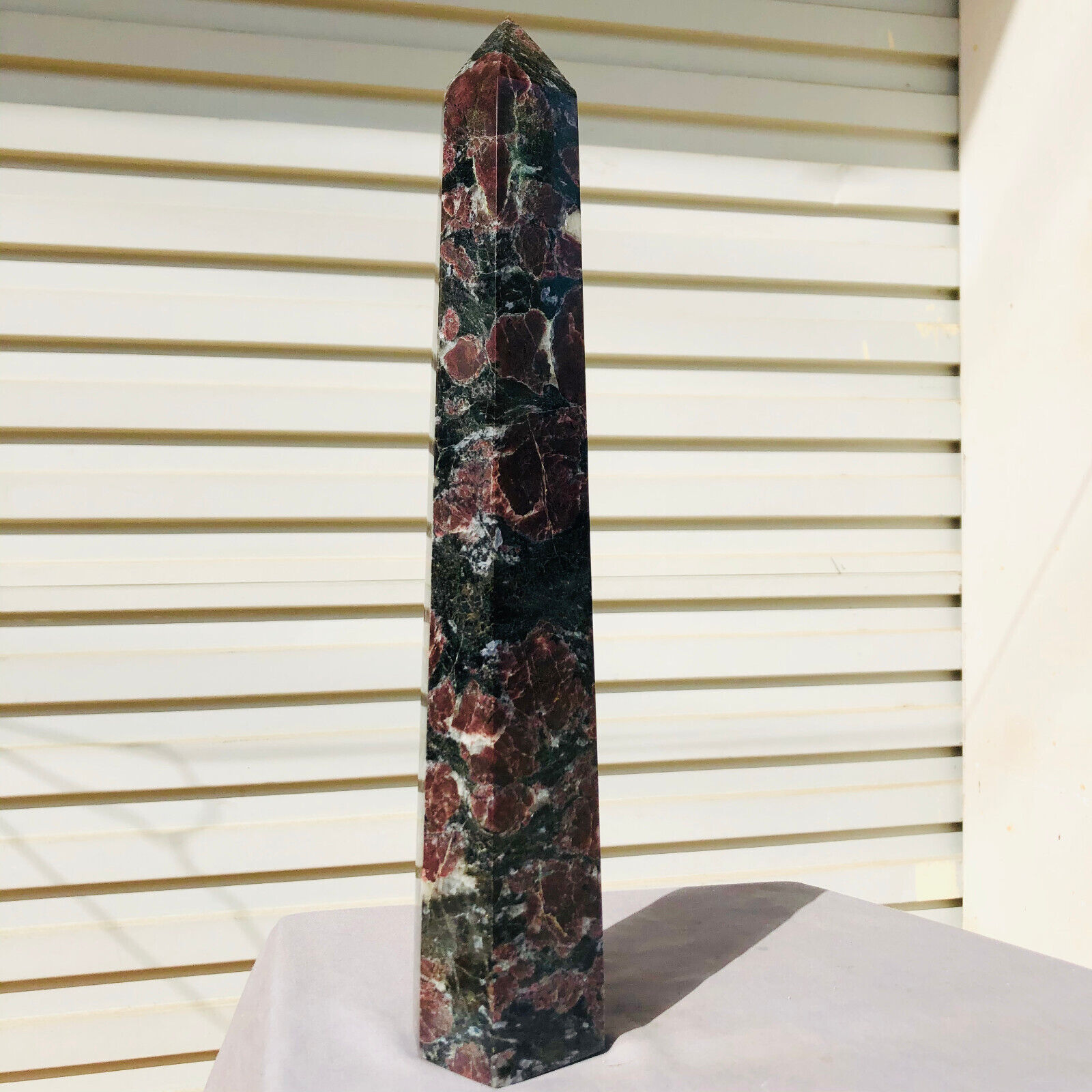 6.73lb  Natural Fireworks Garnet Obelisk Quartz Crystal Wand Point Healing