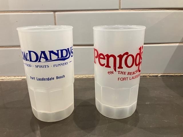 Vintage PENROD's On The Beach & C.W. DANDY's Fort Lauderdale Florida Mugs (1986)