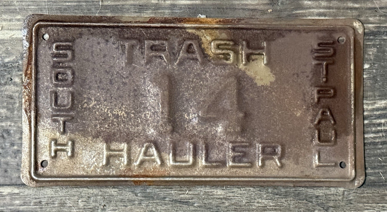 1950s-60s Era-rare Minnesota Trash Hauler-license plate-South Saint Paul #14 1950s-60s Era-rare Minnesota Trash Hauler-license plate-South Saint Paul #14