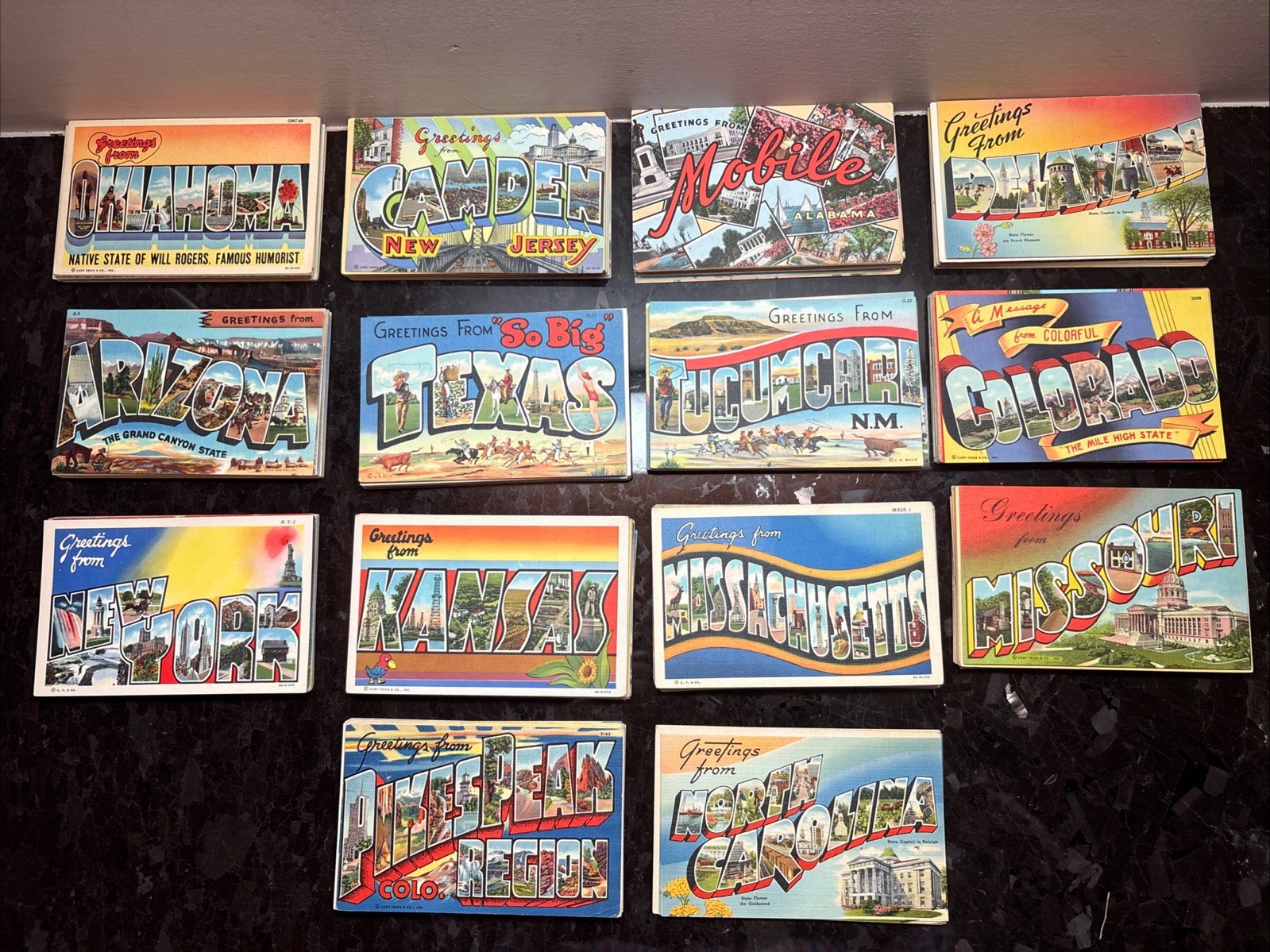 Lot Of 335 Vintage ‘Greetings From’ Postcards Linen US States Cities Landmarks