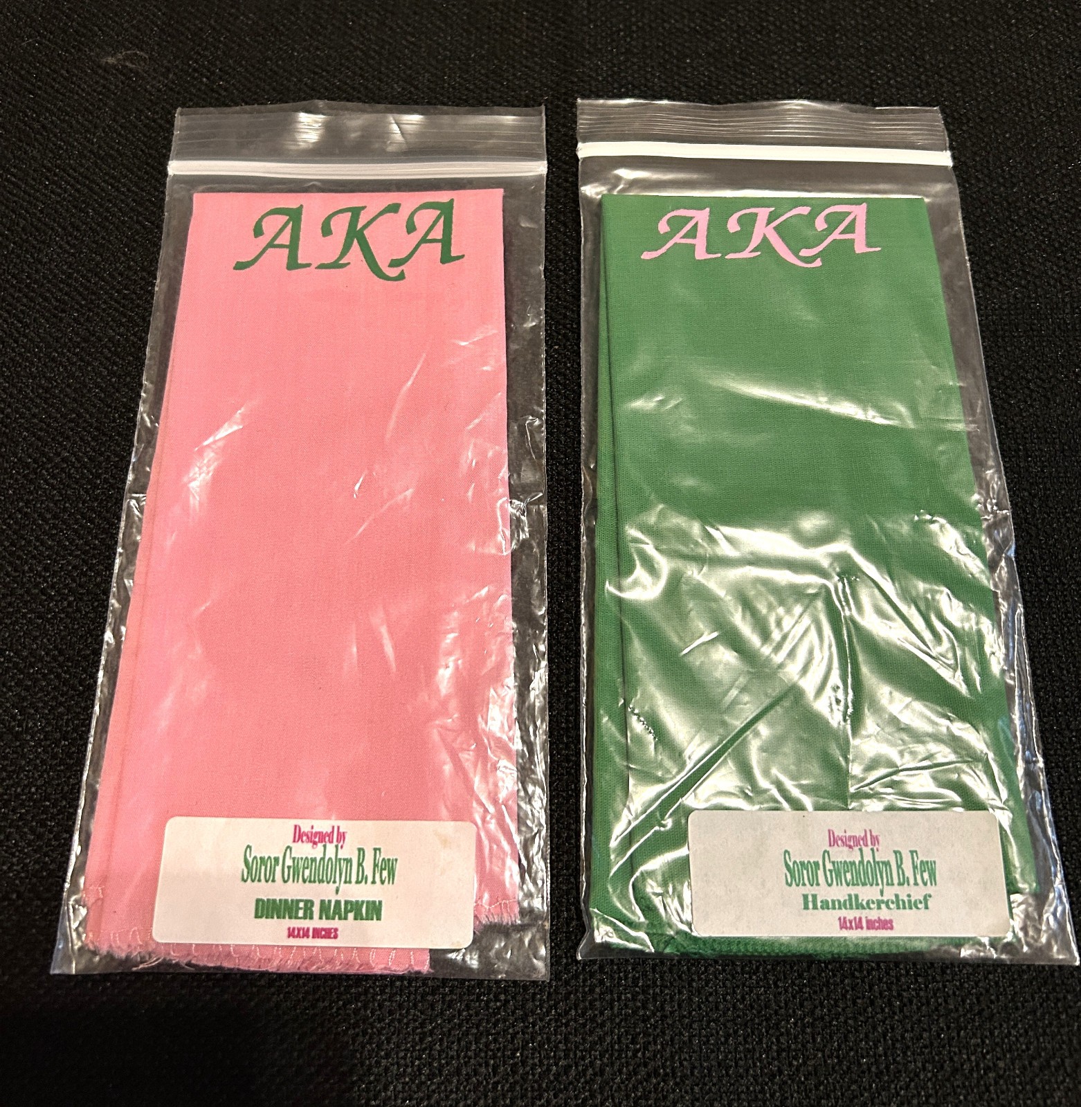 NICE Alpha Kappa Alpha sorority pair of handkerchief & dinner napkins - AKA