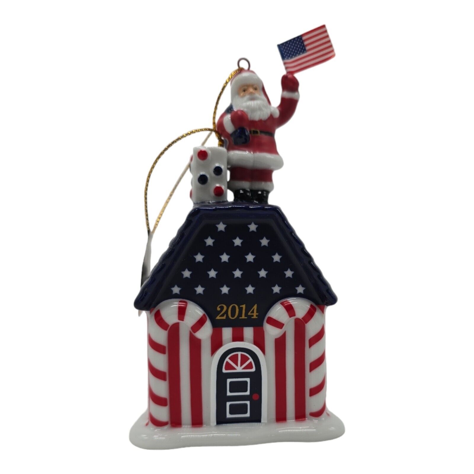 2014 Danbury Mint Santa's Visit Annual Patriotic Ornament