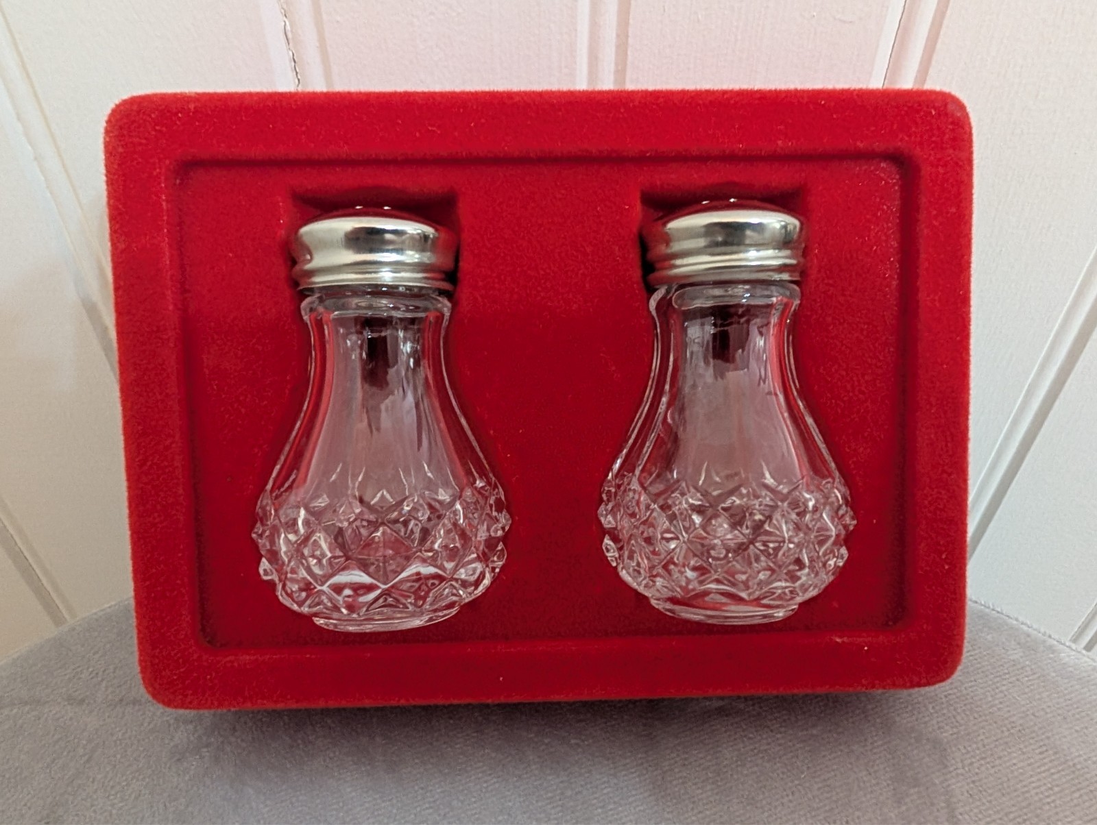 Vintage Cristal D\'Arques salt and pepper shakers in original box 