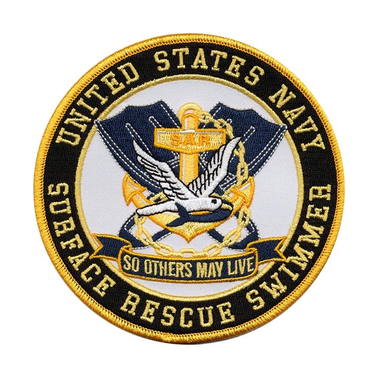 US Navy Surface Rescue Swimmer Embroidered Patch - 4 1/2\