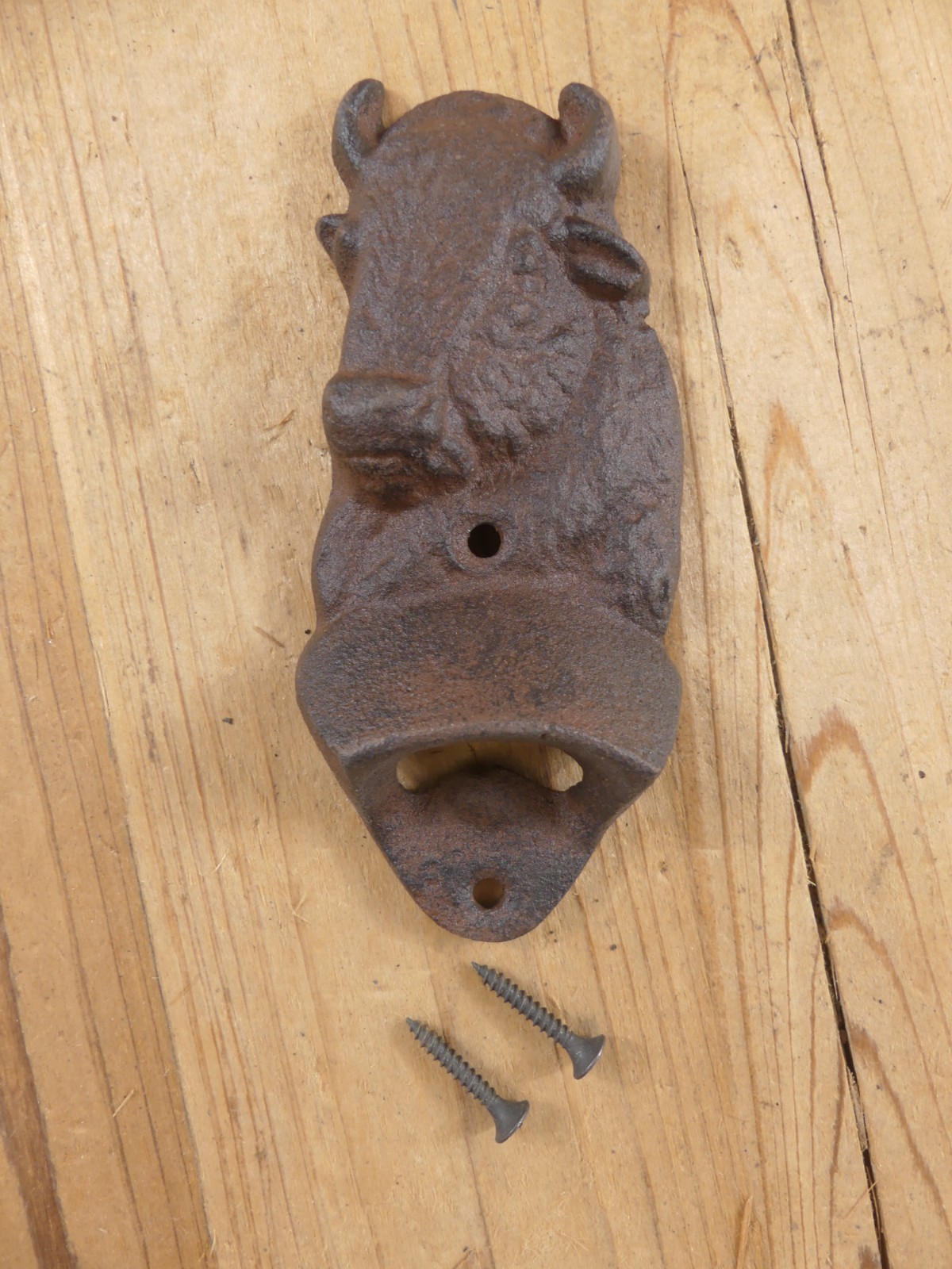 Wall Mounted Bottle Opener Buffalo Beer Soda Bar Home Man Cave Bison Cast Iron