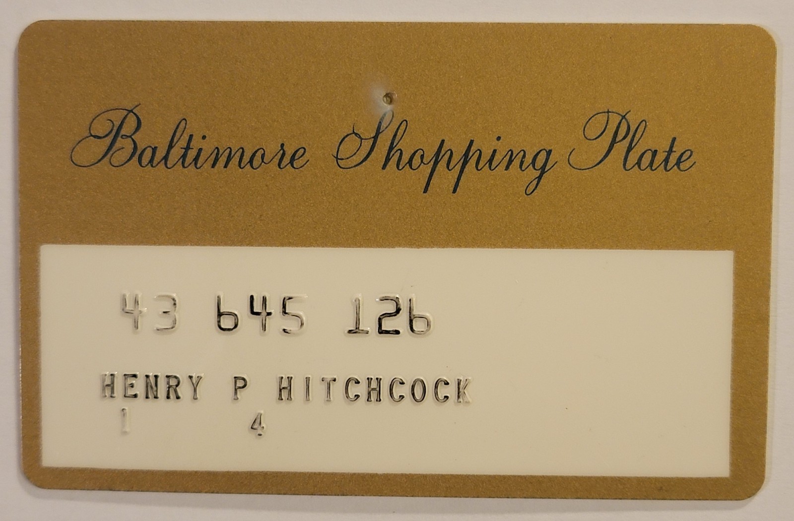 Vintage Department Store Credit Charge Card Baltimore Shopping Plate - Hutzler's