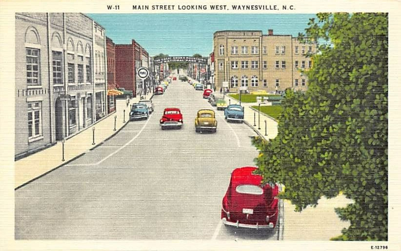 Postcard NC: Main Street, Waynesville, North Carolina, Vintage Linen, Unposted Postcard NC: Main Street, Waynesville, North Carolina, Vintage Linen, Unposted