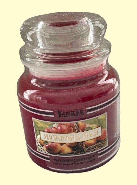 Yankee Candle 14.5 oz jar McIntosh Apple Peach  red burned once