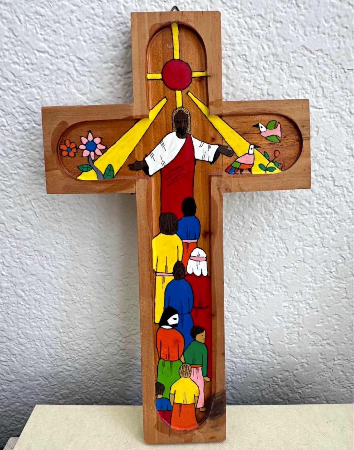 El Salvador La Palma Hand Painted Wooden Cross – Taller San Francisco Folk Art