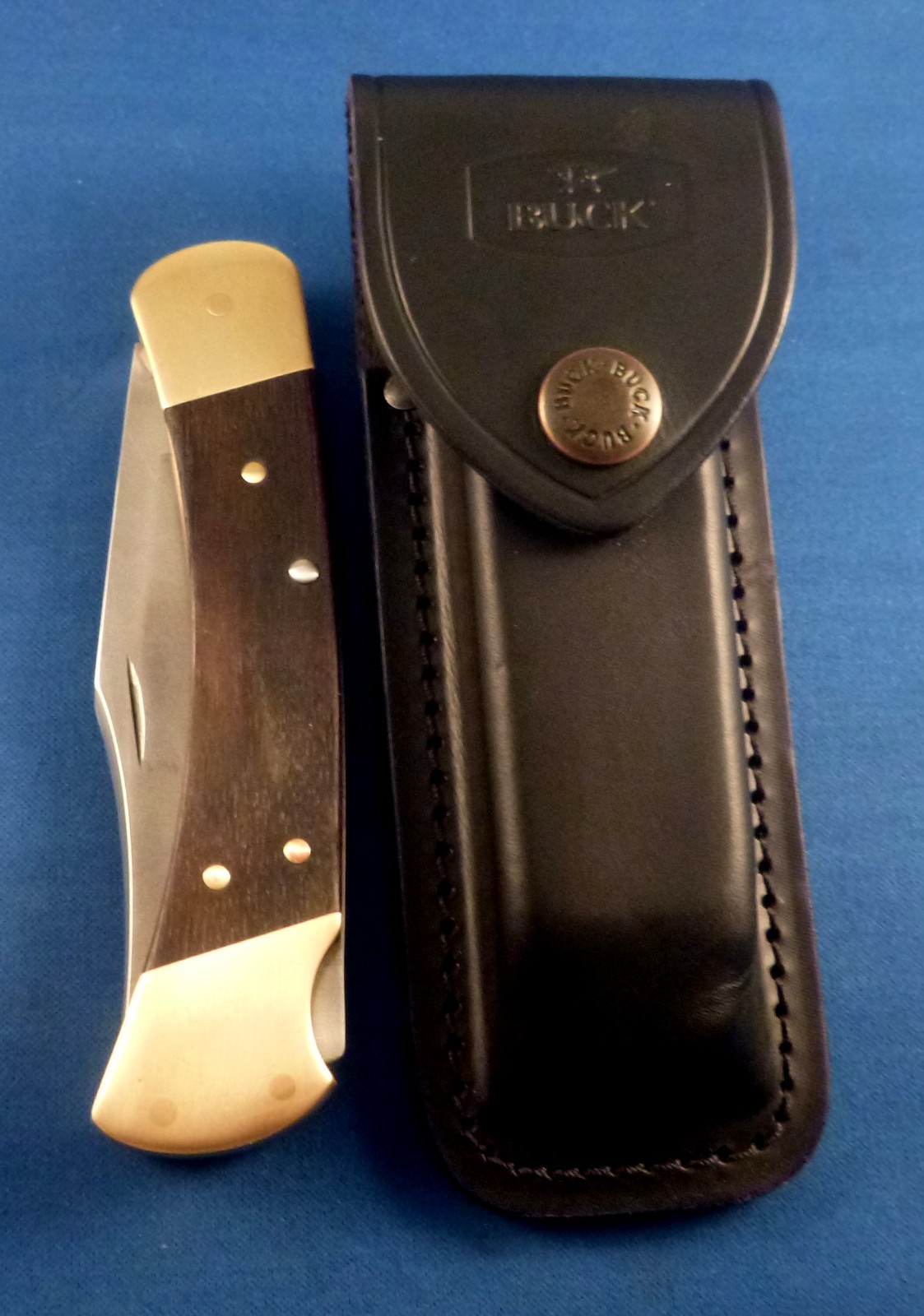 VTG BUCK 110 2 dot 1970s folding Hunter Pocket Knife USA new Buck leather sheath