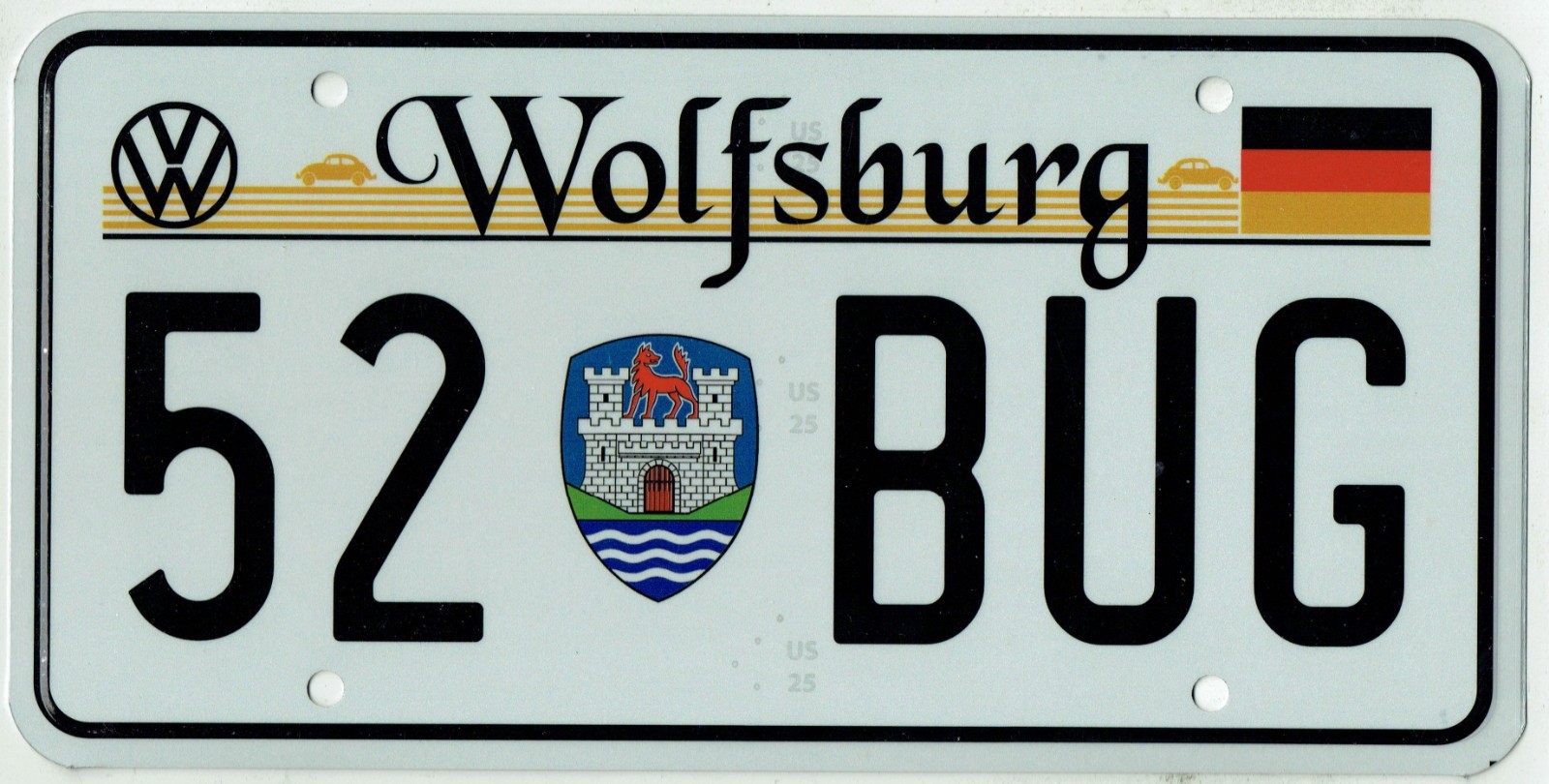 1952 Wolfsburg Germany Volkswagen VW Metal License Plate No Frame GHIA BUG BUS