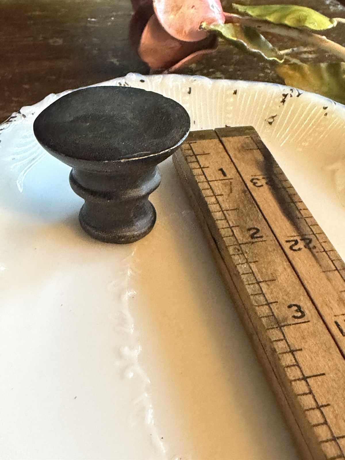 Vintage Large Dark Wood Round Lamp Finial