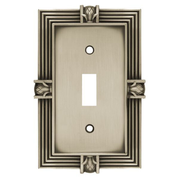 (5 Pack) Pineapple Single Switch Plate - Brushed Satin Pewter (64464)