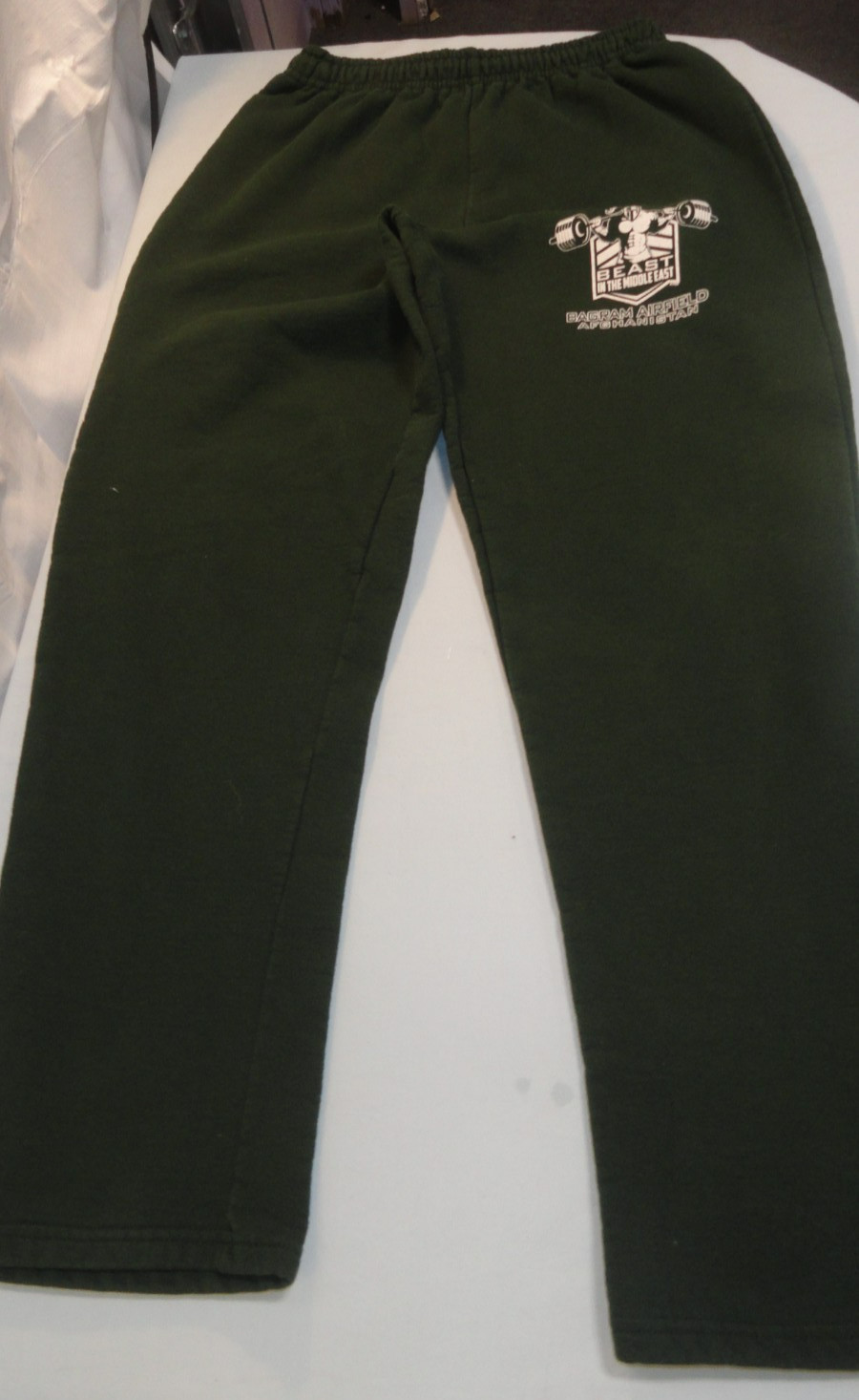 EUC DESIGNER GILDAN ACTIVEWEAR BEAST IN THE MIDDLE EAST GREEN SWEATPANTS MEDIUM