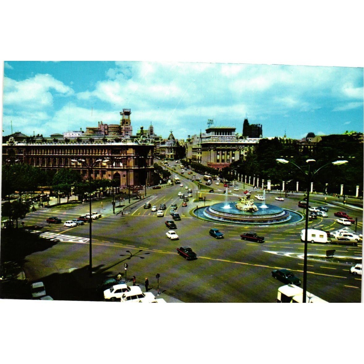 Vintage 1986 Madrid Spain Plaza de la Cibeles Postcard J.L. Gallegos Stamped