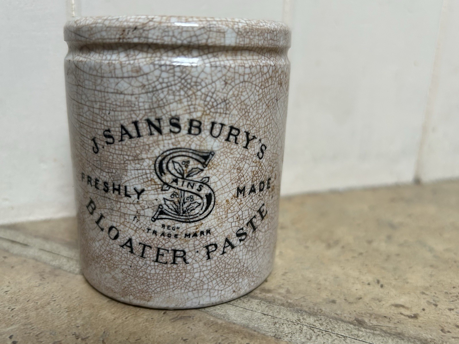 C1900 J. Sainsbury’s Bloater Paste Ceramic Antique / Vintage Pot