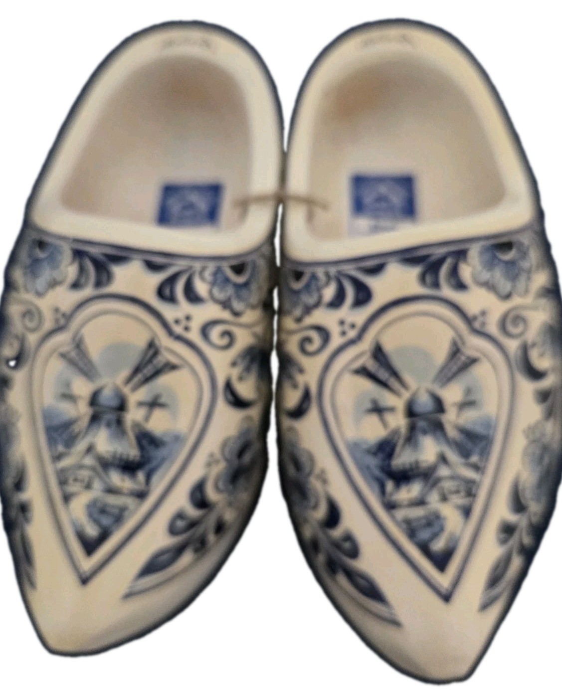 Junora Dutch Clogs Hand Painted Delft Design On Holland Wood Shoes 13cm 20/21
