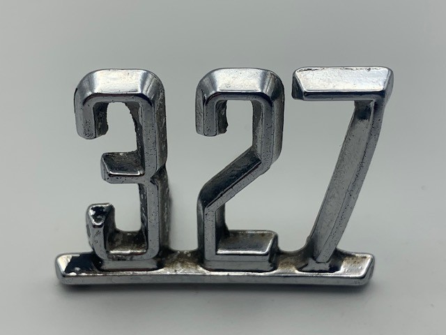 CHEVY CHEVROLET OEM 327 CAR EMBLEM REPAIR REPLACE RESTORE VINTAGE NUMBERS 64-67