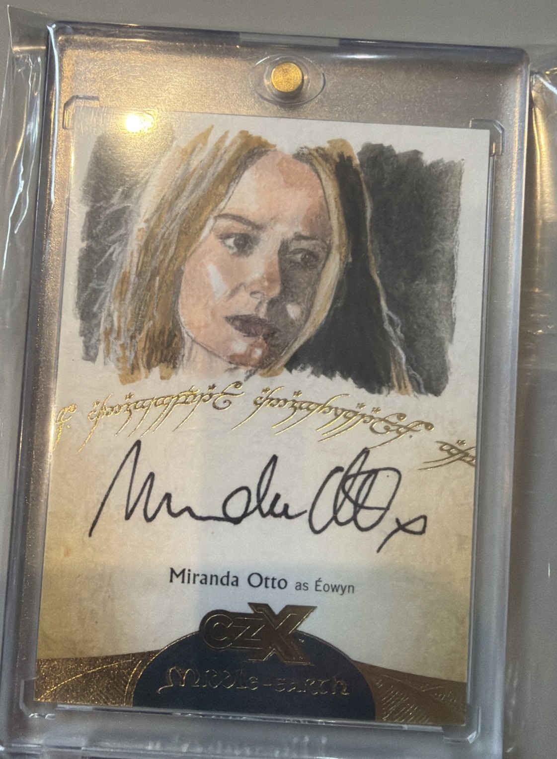 2022 CRYPTOZOIC CZX MIDDLE-EARTH AUTO SKETCH | MIRANDA OTTO as EOWYN | CAN BARAN 2022 CRYPTOZOIC CZX MIDDLE-EARTH AUTO SKETCH | MIRANDA OTTO as EOWYN | CAN BARAN